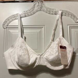 Warner's White Lace-Overlay Underwire Bra 38B NWT